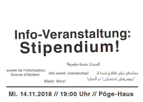 Info-Veranstaltung: Stipendium! Info-Veranstaltung: Stipendium!